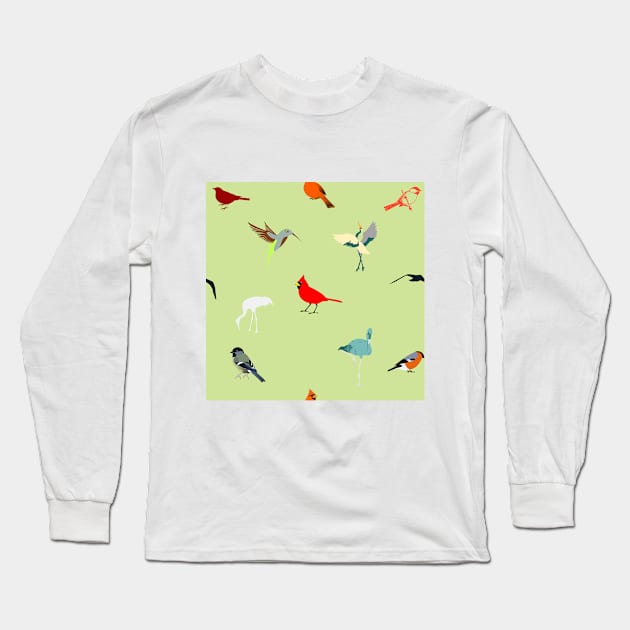 Tropical summer Birds Long Sleeve T-Shirt by Jesscreative